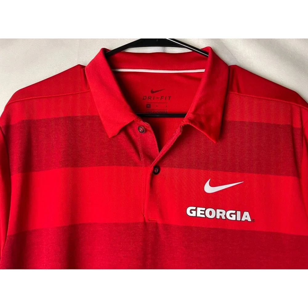Nike Georgia Bulldogs Men's Polo Shirt Two Tone Red Striped Size Medium